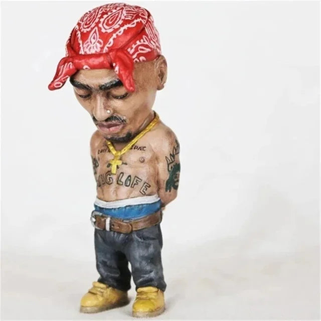 Tupac Figurine New Rapper Star Cool Hip Hop Guy Ornaments Creative Desktop Statue Home Living Room Office Decor Doll Rapper