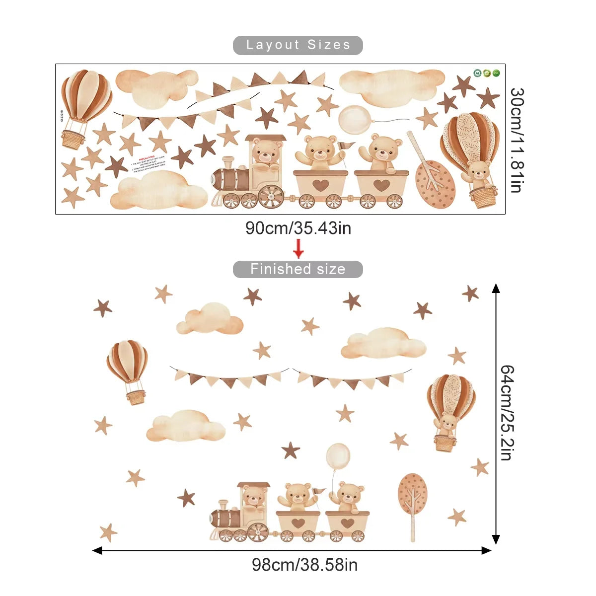 Cartoon Hot Air Balloon Animals Bear Rabbits Wall Stickers for Child Room Boy Room Decoration Nursery Baby Room Decoration Decal