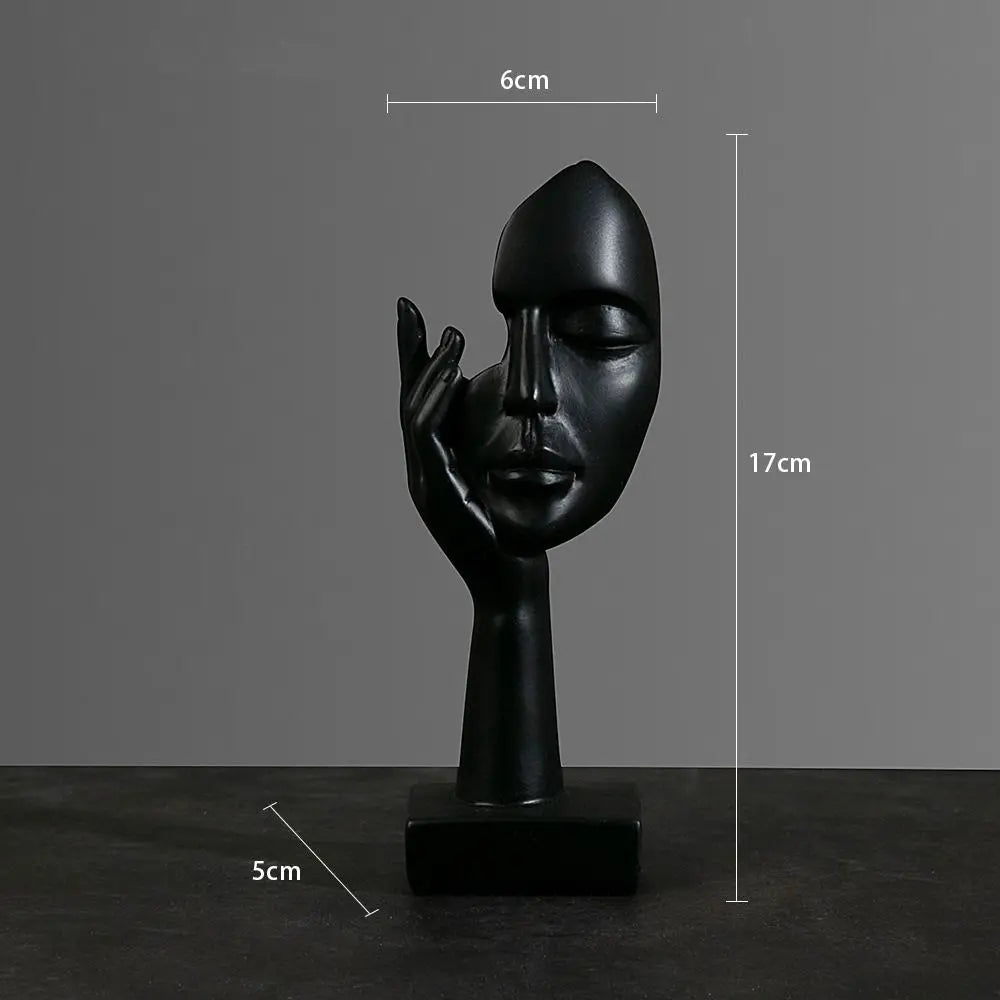 Nordic Resin Abstract Statue Desktop Ornaments Sculpture Figurines Face Character Light Luxury Art Crafts Office Home Decor