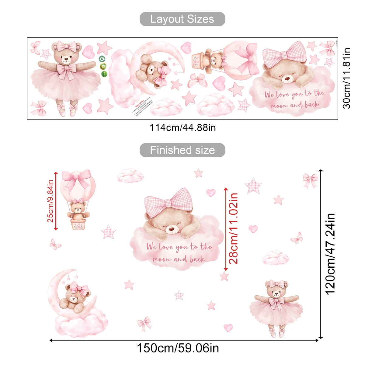 Cartoon Hot Air Balloon Animals Bear Rabbits Wall Stickers for Child Room Boy Room Decoration Nursery Baby Room Decoration Decal