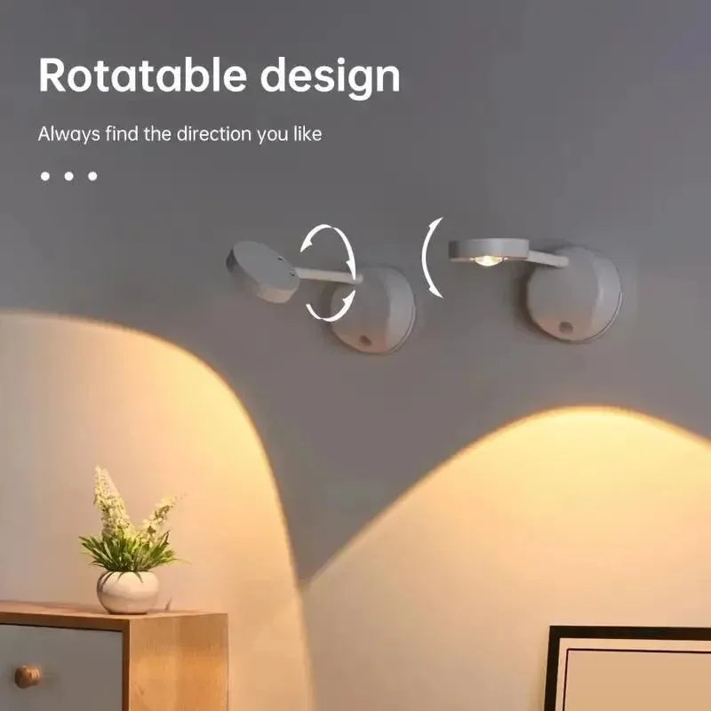 USB Rechargeable Intelligent Human Sensing Wireless Wall Light Dimmable Led Spotlight for Lighting Paintings Pictures 3 Colors