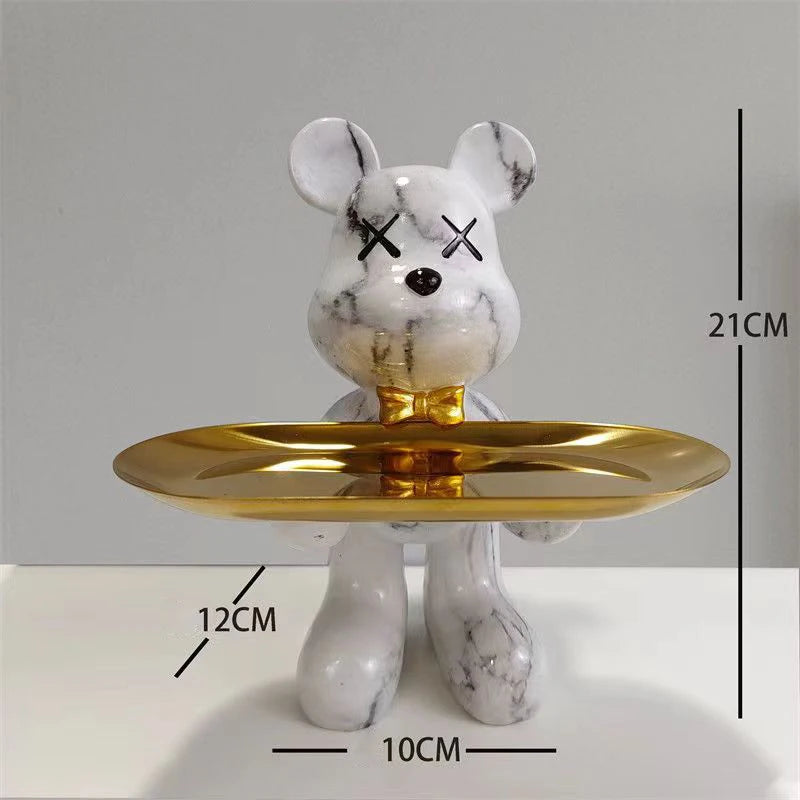 21cm Graffiti Bear Ornament Figurine Home Decoration Animal Statue Keys Storage Shelf Modern Room Sculpture Table Decor Gift