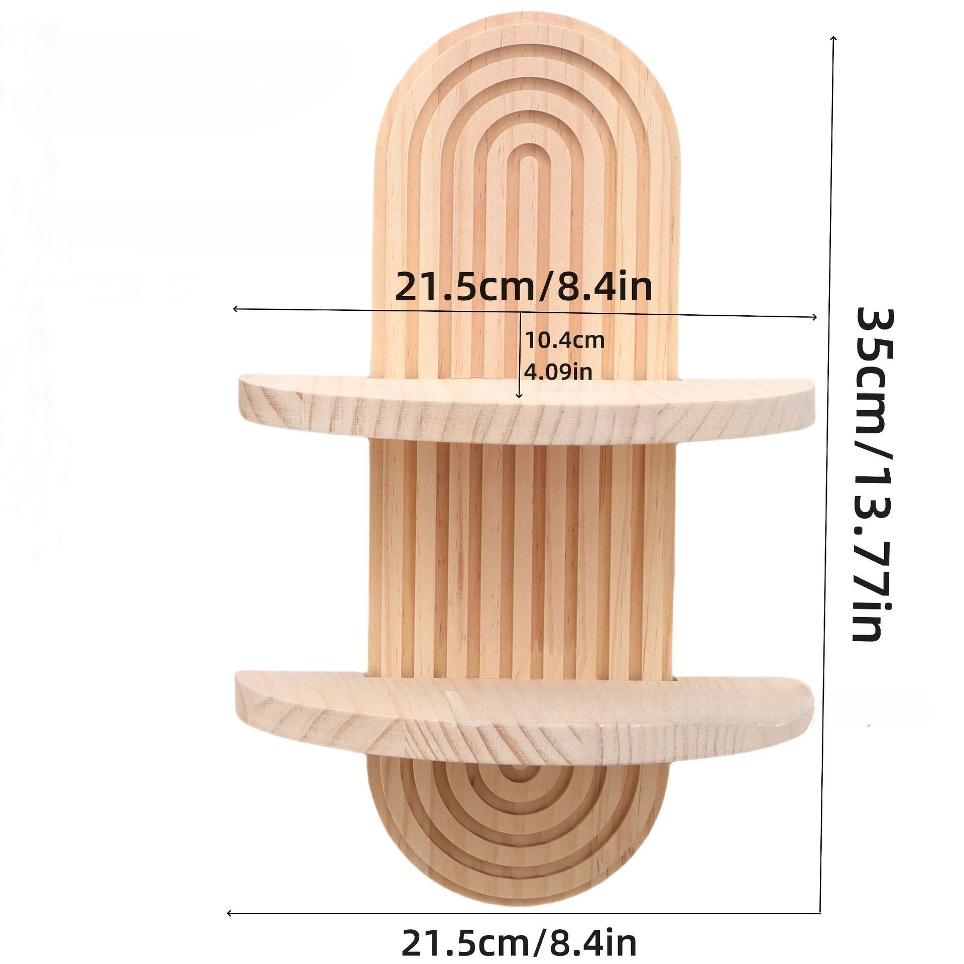 1Pc Wooden Wall Mounted Shelves, Boho Style Rack, Modern Home Decor for Living Room, Bathroom Display Decoration